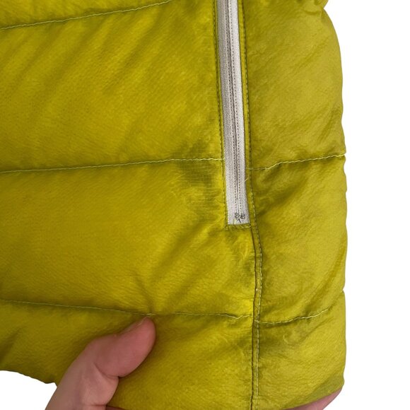 Ostrya Down Filled Puffer Vest Small S Neon Yellow Quilted Zip Up Mens Packable - Picture 3 of 6